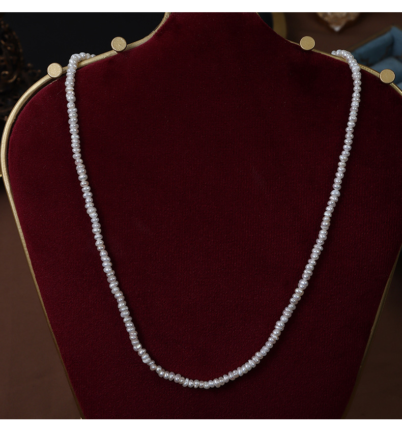 1 Piece Quantity Holiday, Daily Occasion 925 Sterling Silver Freshwater Pearl Beaded Geometric Necklace