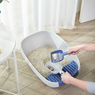 Creative Plastic Eggshell-shaped Large Open Sand-proof Open Integrated Cat Litter Basin Cat Toilet with Cat Litter Shovel