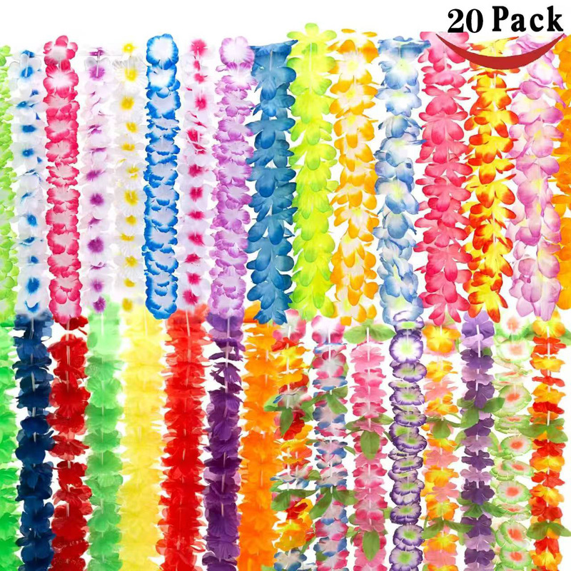 Hawaiian Flower Garland Multi-Color Combination Set for Festival and Dance Wear Decorations, Made of Polyester Fabric, Cross-Border Shipping