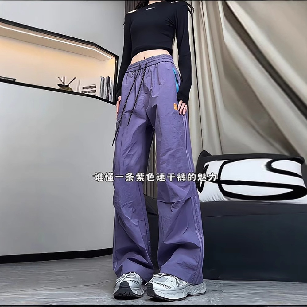American-style Contrast Color Zipper Pleated Paratrooper Crane Pants Men's and Women's Spring and Summer Sports Quick-drying Casual Charge Pants