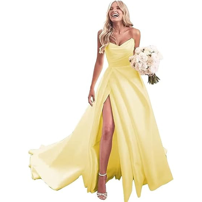 2025 New Tube Top Evening Dress Women's Casual and Attractive French Slim Aliexpress Amazon Foreign Trade Suspender Wedding Dress