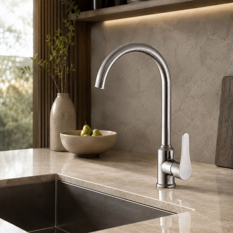 High-Arc Kitchen Faucet, Single-Handle Hot and Cold Sink Faucet, Stainless Steel, Kitchen Sink Faucet, Manufacturer High-Arc Kitchen Faucet, Single-Handle Hot and Cold Sink Faucet, Stainless Steel, Kitchen Sink Faucet, Manufacturer