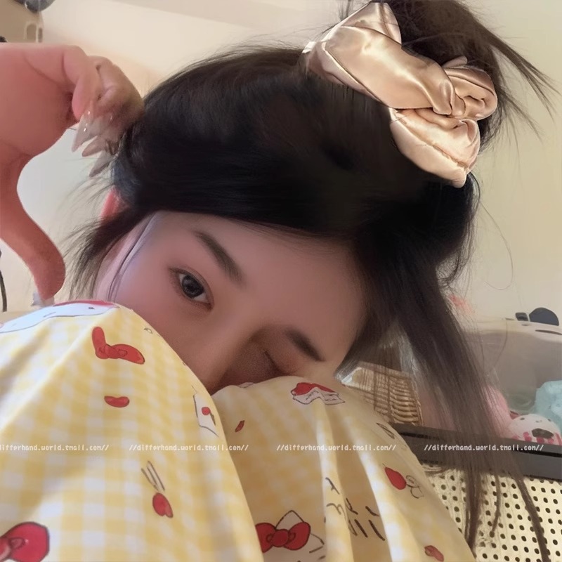 almohada de satén para dormir anillo de cabello de alto nivel coreano relleno de algodón cuerda de cabello bola de cabello