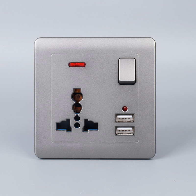 Panel de zócalo estándar británico gris 146 universal 10 agujeros con interruptor doble usb conector de pared suministro directo transfronterizo