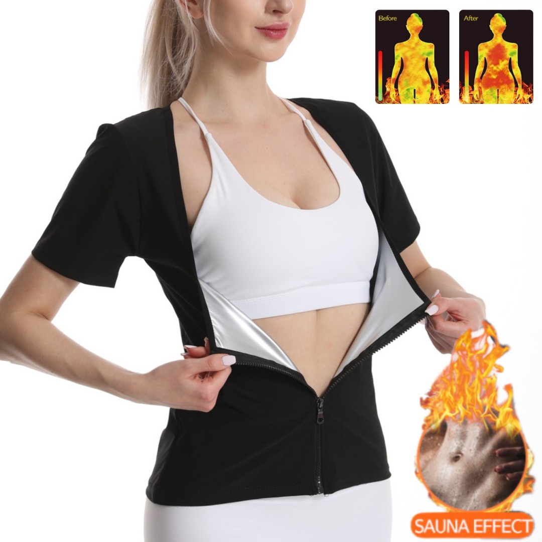 Transfronterizo de las mujeres sudor corsé pecho ropa interior yoga corsé vientre contrayendo sudor-Romper ropa cremallera deportes camiseta