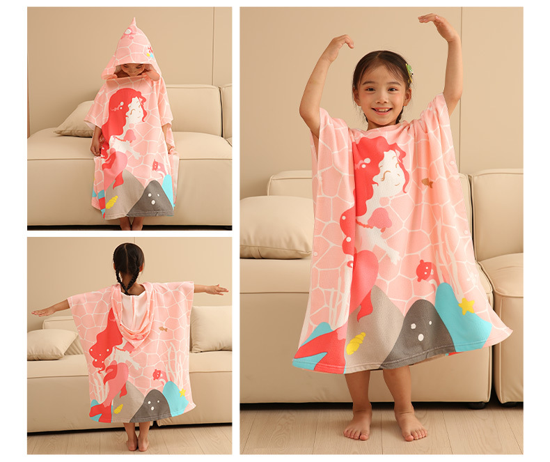 Factory wholesale large men's and women's bath towel cape boys and girls hooded bathrobe Cape wearable bath towel cape