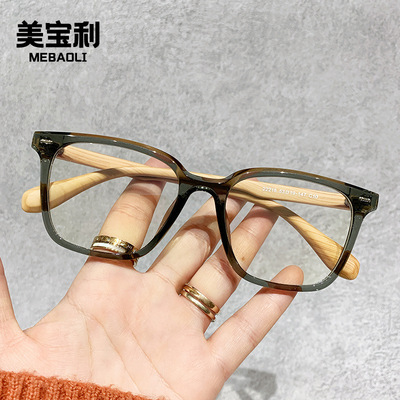 22216超轻全框TR90木纹腿抖音直播同款镜架时尚平光镜素颜眼镜框