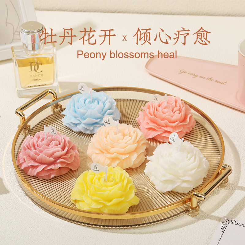 牡丹の花大豆ワックスアロマキャンドル 手作り注型 結婚祝い ホリデーギフト 形状ワックス 手作りアロマ|undefined