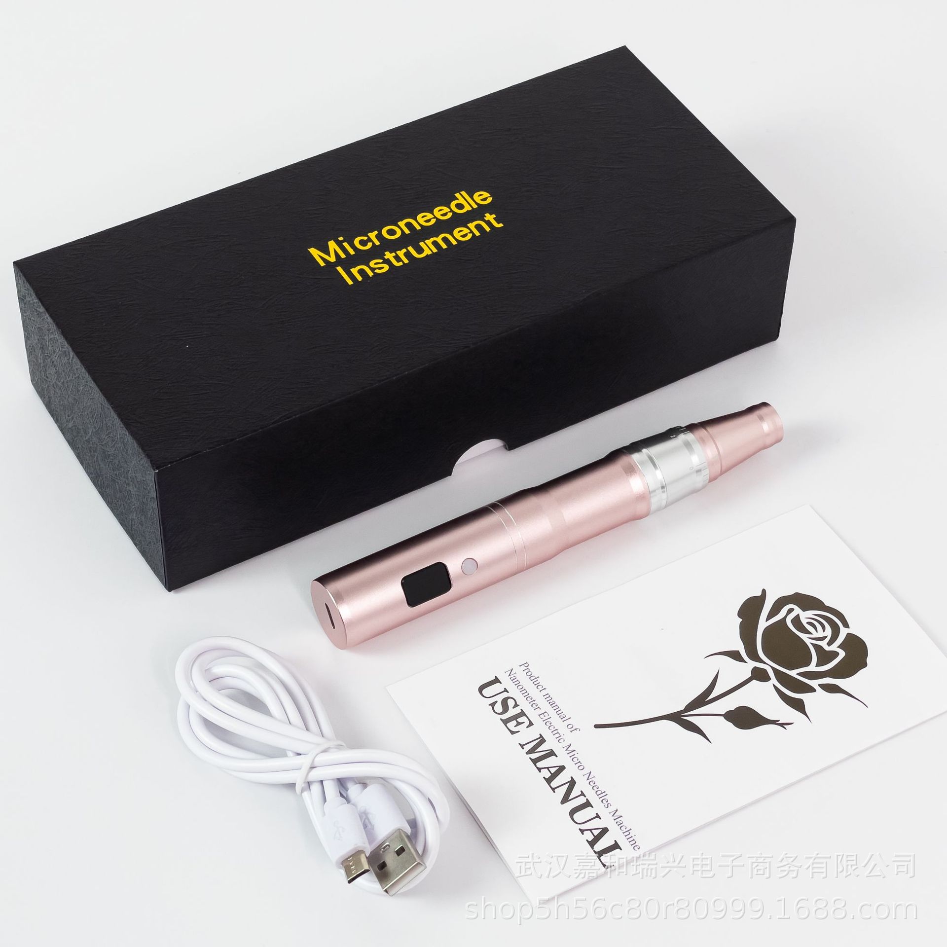 Electric microneedle pen, home beauty instrument, 5-speed LED with screen, adjustable nano-microcrystal introduction instrument, two needles included