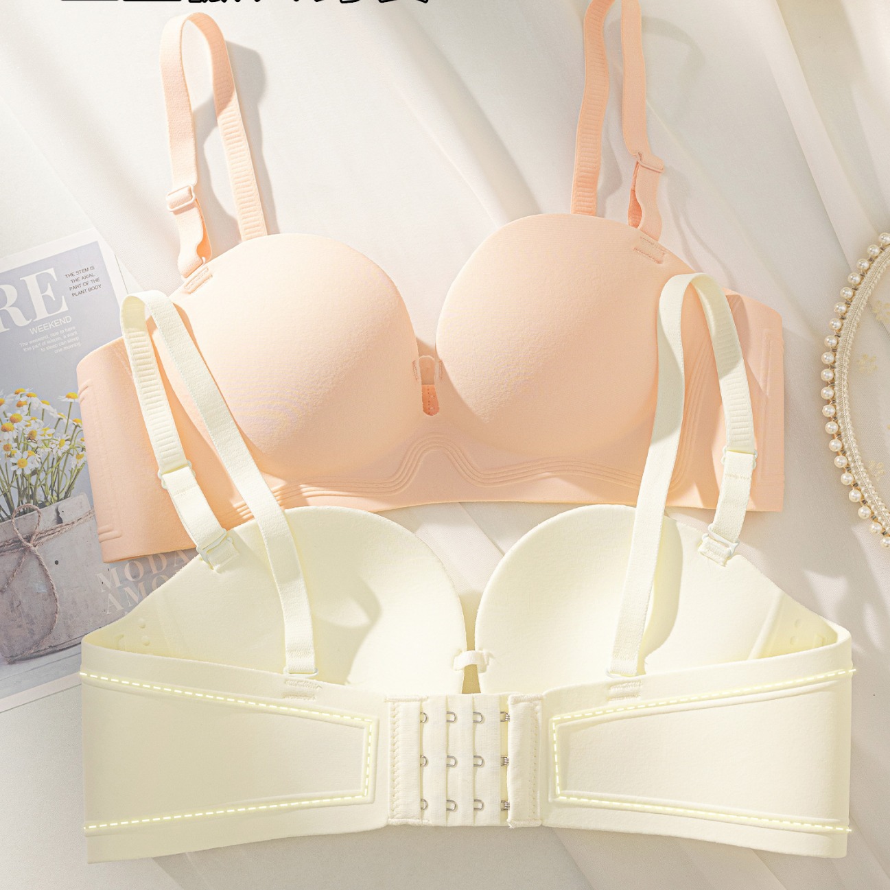 Venta directa de fábrica comercio electrónico transfronterizo Sudeste de Asia Vietnam Tailandia damas soporte superior simple sin costuras colección lateral sujetador