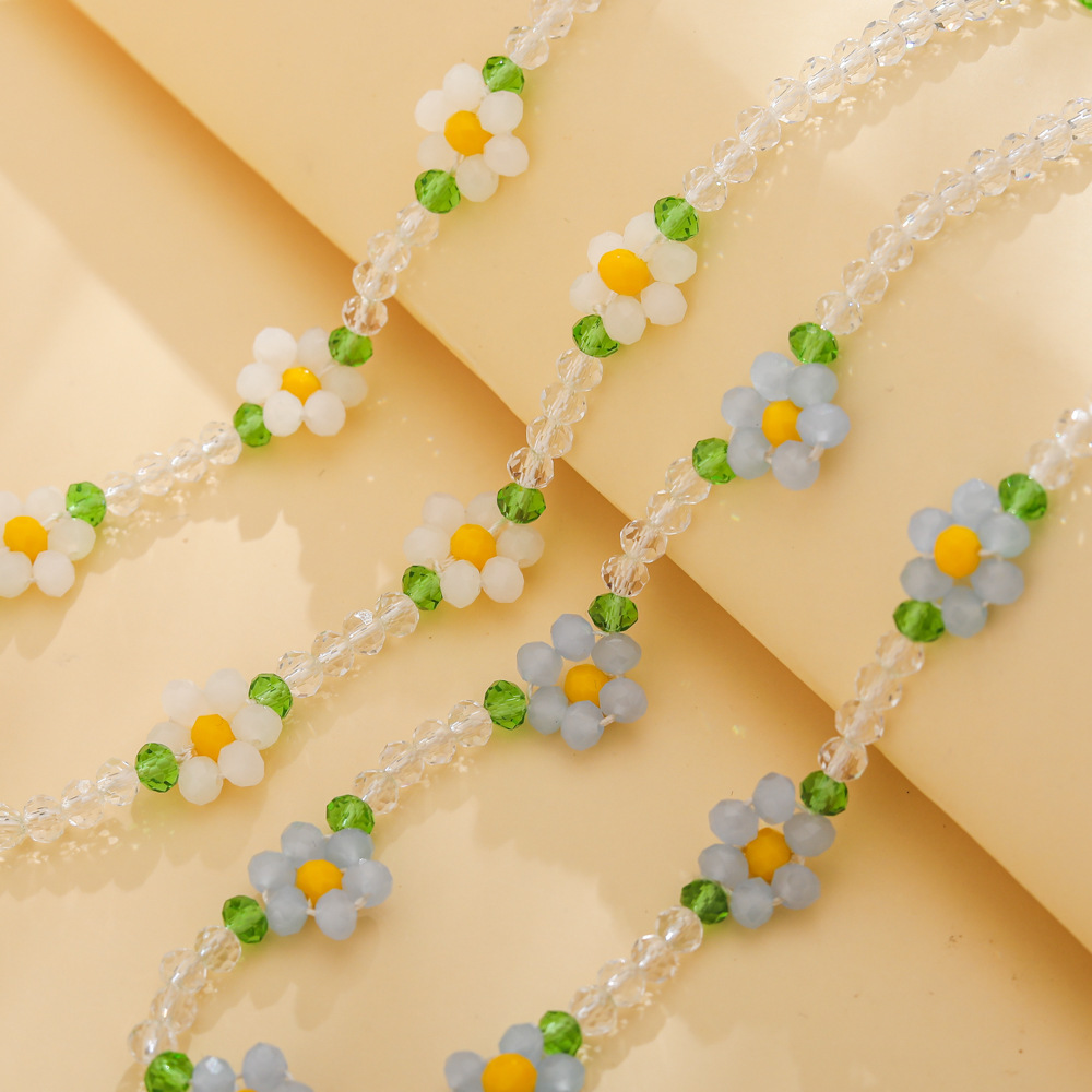 Fashion Flower Alloy Beaded Necklace
