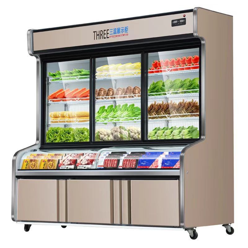 展示柜点菜商用冷藏三温保鲜冰柜蔬菜水果冷冻烧烤双温麻辣烫