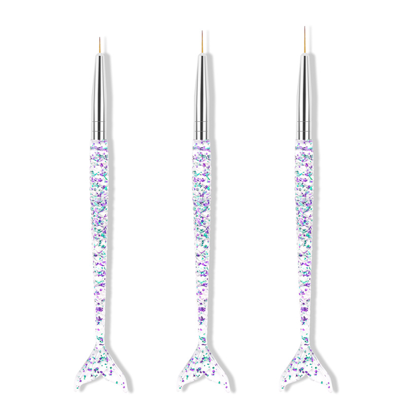 Cross-border especial de tres piezas sirena lentejuelas varilla dibujo pluma gancho pluma de dibujo pluma brillo cola de pescado pluma de uñas