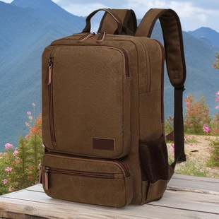 Canvas Backpack Large Capacity Multi-Compartment Student School Bag Wear-Resistant Computer Backpack Outdoor Travel Leisure Backpack
