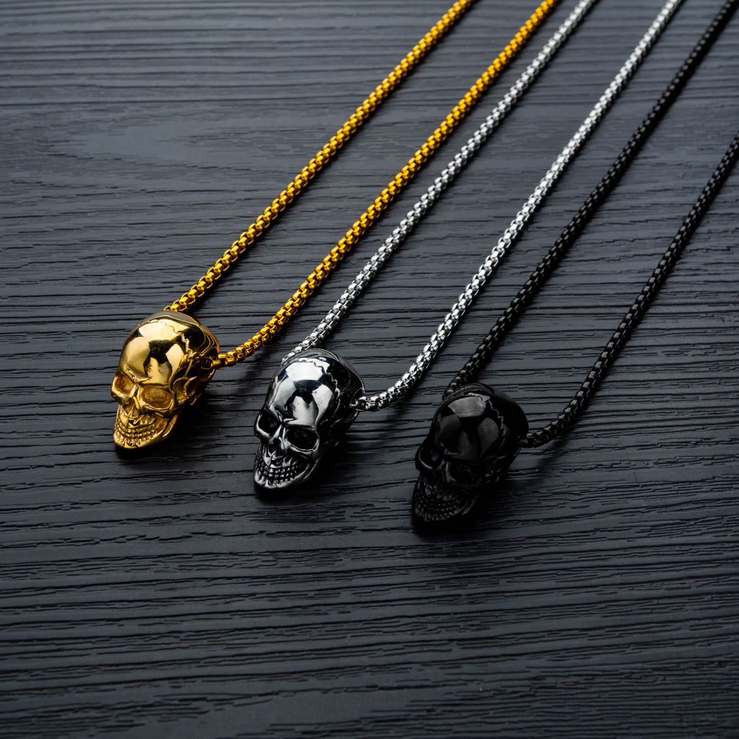 30g Weight Fashion Skull Titanium Steel Plating Halloween Unisex Pendant Necklace