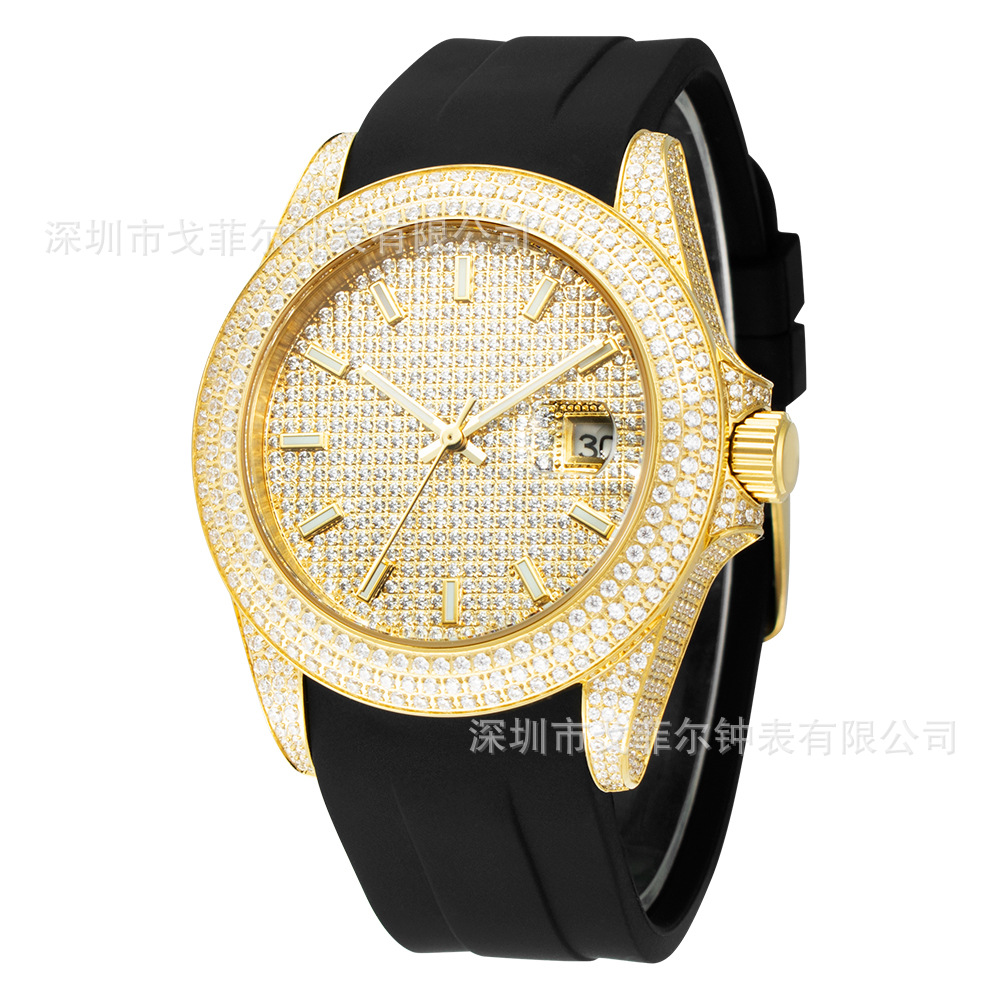 In-Stock Wholesale Foreign Trade Men's Watches with Diamonds, Luxurious Zircon Watches, Fashionable Full-Diamond Luminous Light Luxury Mechanical Watches for Men