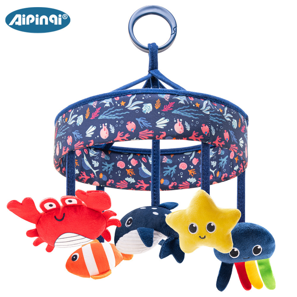 Aipinqi cama para bebés colgar juguetes marino campana de cabezal de cama colgante giratorio juguetes de campana para bebé tranquilizador