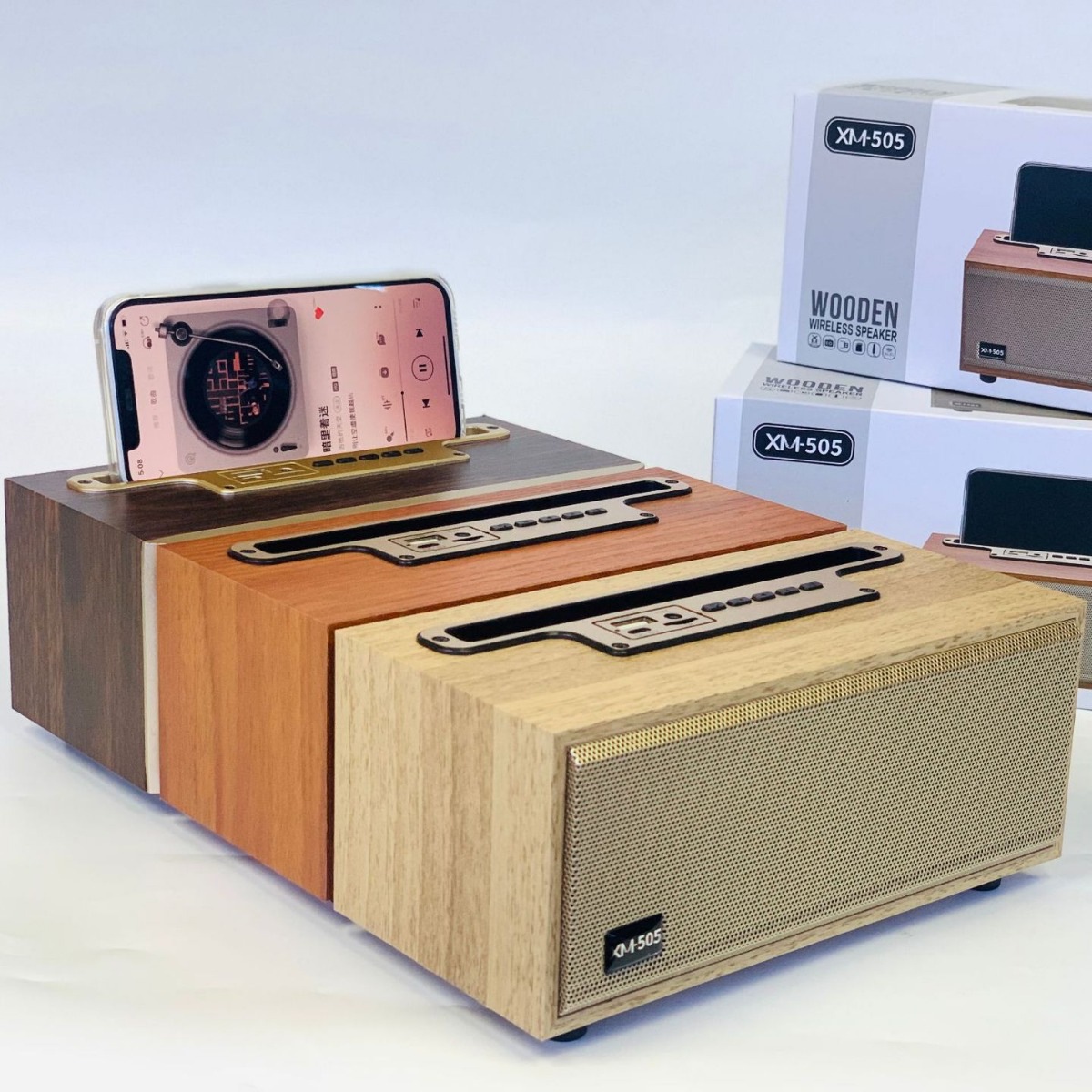 XM-505 wireless bluetooth speaker desktop wooden retro radio mini portable phone small stereo card