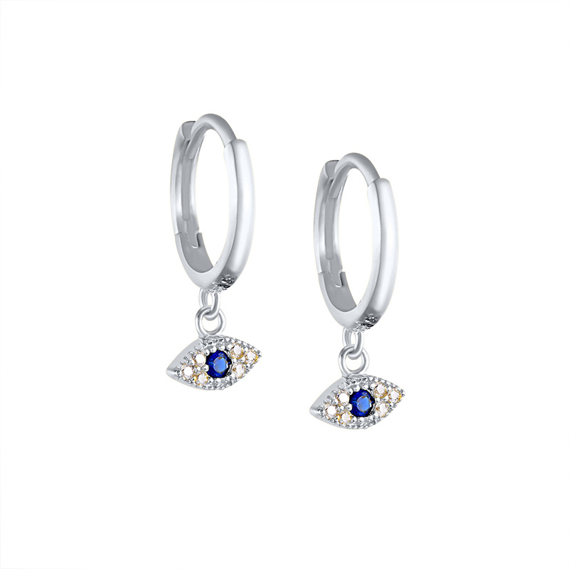 Fashion Devilu0027S Eye Sterling Silver Inlay Zircon Earrings 1 Pair