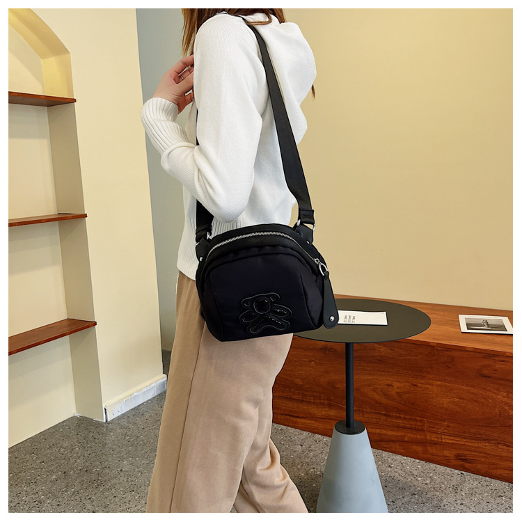 commuter leisure bear sequined Oxford cloth bag crossbody bag chest bag shell bag_voghion.com