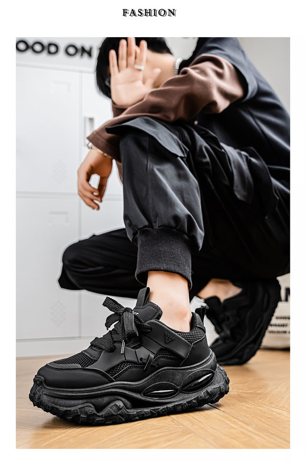 Giày thể thao nam sneaker lưới thoáng khí đế cao su đúc phun, gót thấp 1–3 cm — YC512 màu trắng, YC512 màu đen chi tiết 13