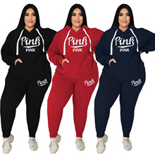 Q77328 独立站亚马逊国际站欧美大码女装时尚休闲运动套装两件套