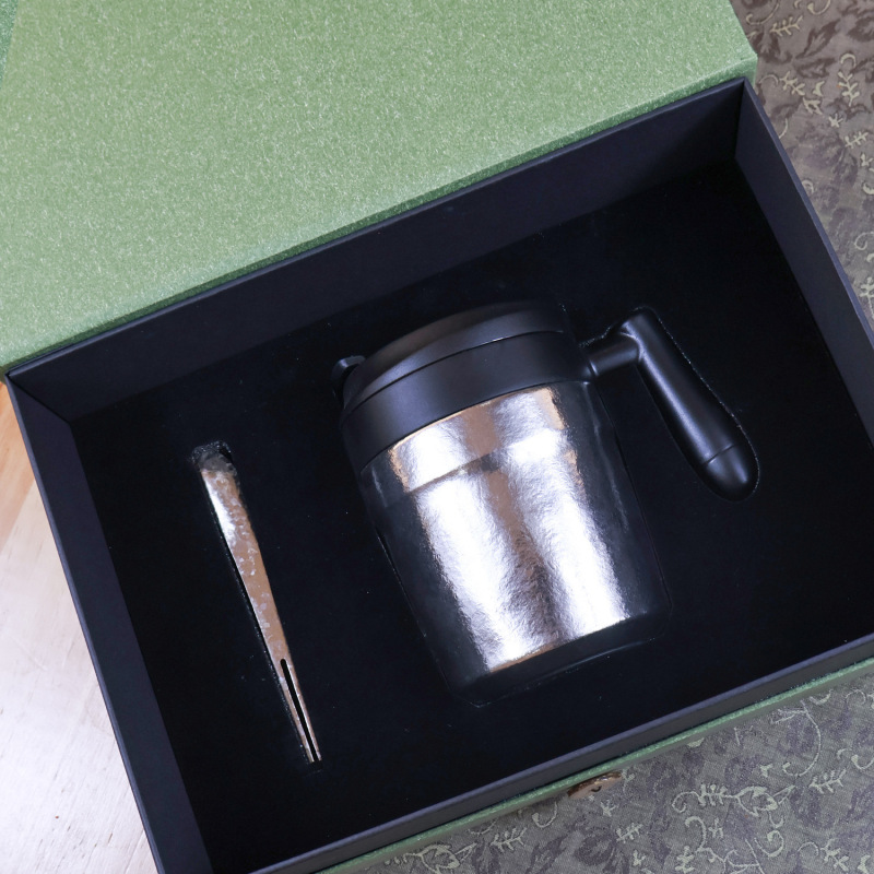 チタンピュアハンドルカップデスクトップハイエンドギフトカップコーヒーカップライト高級ティーカップオフィス魔法瓶マグカップ|undefined