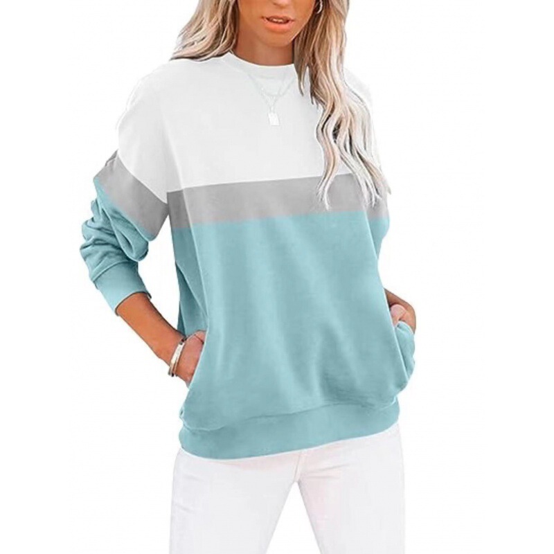 European and American Style Long-Sleeve Color-Blocked Sports Sweatshirt, Southeast Asian Personality Street Round-Neck Casual Pullover Base Shirt European and American Style Long-Sleeve Color-Blocked Sports Sweatshirt, Southeast Asian Personality Street Round-Neck Casual Pullover Base Shirt