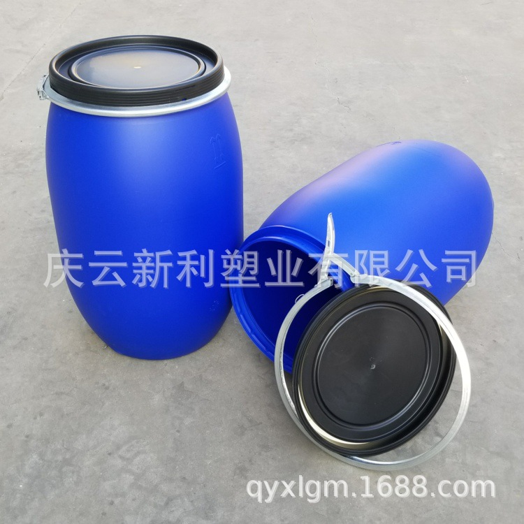 庆云125升法兰桶125L包箍桶聚乙烯蓝色大口125升塑料桶 新利塑业