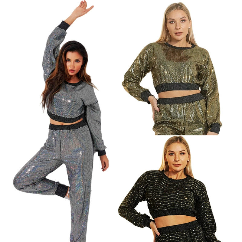 Трансграничный эксклюзивный укороченный топ с высокой талией, Модный пуловер с круглым вырезом, свитер, сценический костюм, цельная доставка