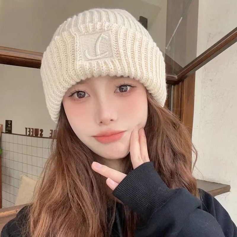 秋冬季新款毛绒保暖毛线帽护耳堆堆帽显脸小针织冷帽女大头围帽子|undefined