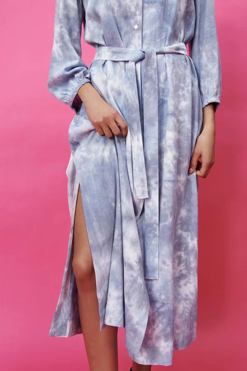 tie-dye printing long-sleeved dress NSAM47481