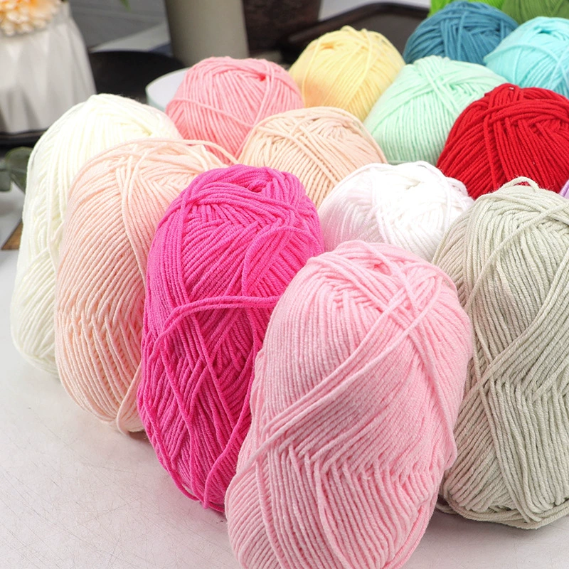 4-прядный чесаный хлопок, молочная шерсть, шарик, ручная вязка, букет крючком, кукла, одеяло, материал, пакет, детский свитер