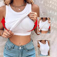 G 38826 Built-in Bra Crew Neck Tank ������Բ�촿ɫ����