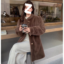 2025冬季新款毛毛外套女皮毛一体水貂绒立领皮草气质大衣白色黑色