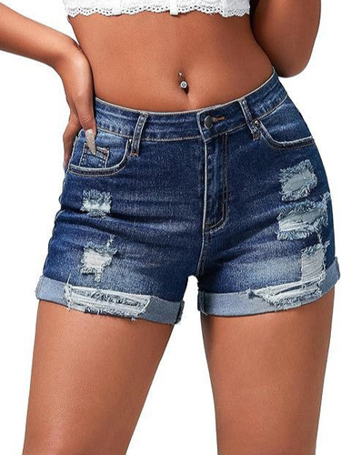 TEMU Western Elastic Ripped Frayed Hem High-Waisted Women's Streetwear Hot Girl Jeans