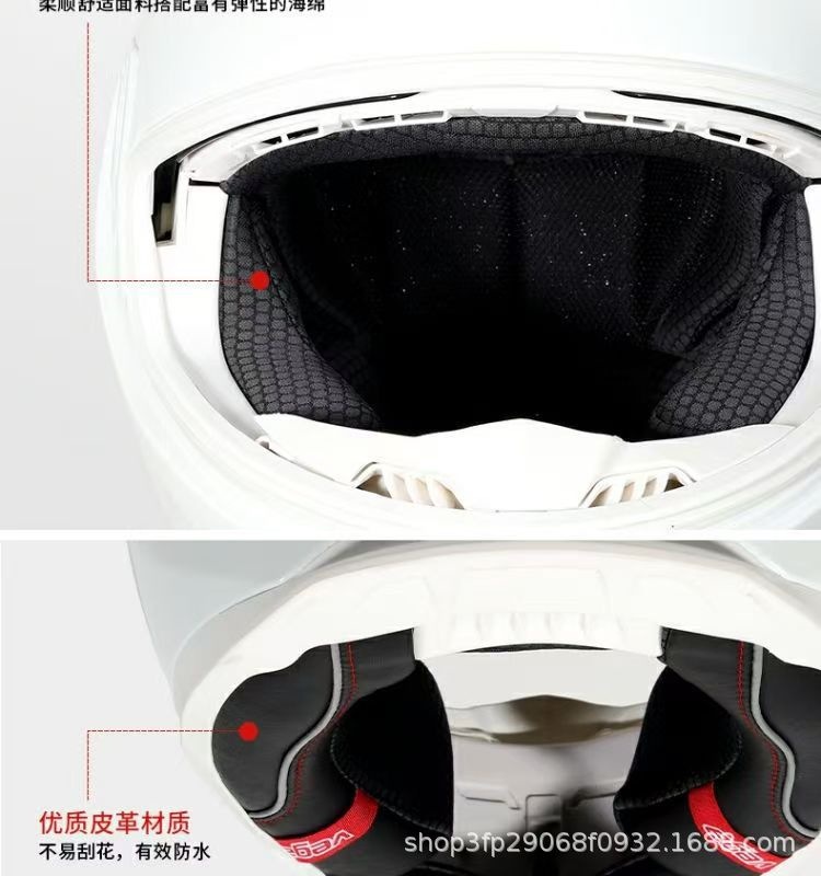 American Vega Motorcycle Helmet for Men and Women, Bluetooth Racing Helmet, Four-Season Sun Protection Full-Face Helmet, Retro Motorcycle Helmet with Large Tail Wing, 3C