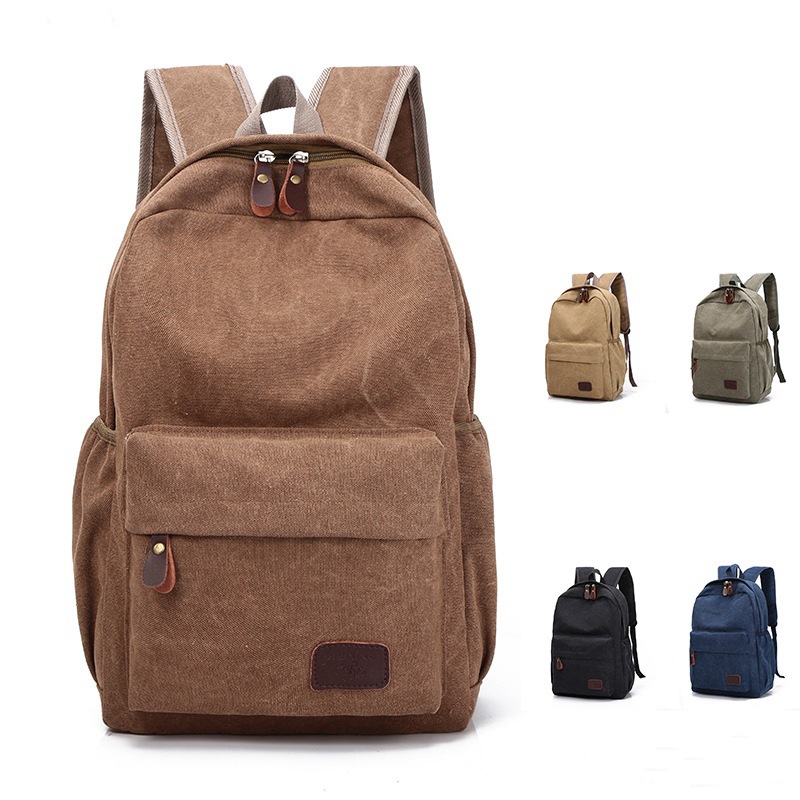 Men's canvas backpack, women's Japanese-style versatile casual simple large-capacity thickened wear-resistant bag for middle and high school students