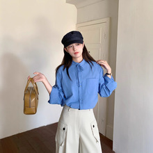 系带立领衬衫上衣女2025秋季新款韩版宽松显瘦百搭休闲长袖衬衣
