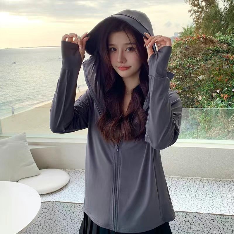 Sun protection clothing 2025 summer thin ice silk breathable UV-resistant outdoor fishing sun protection hooded jacket top