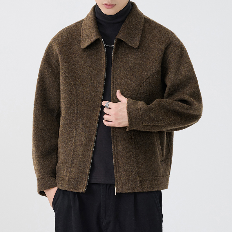 2025 otoño invierno chaqueta de lana hombre doble solapa chaqueta de lana cachemire suelta chaqueta de tamaño grande No