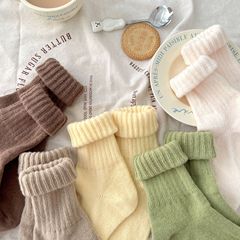Socks for Girls Autumn/Winter Thick Cream Wool Socks Korean Ins Pile Socks Warm Mid-Calf Socks Zhuji Socks for Girls