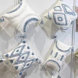 簇绒流苏抱枕套北欧轻奢沙发靠垫床头护腰靠背方形枕套简约客厅