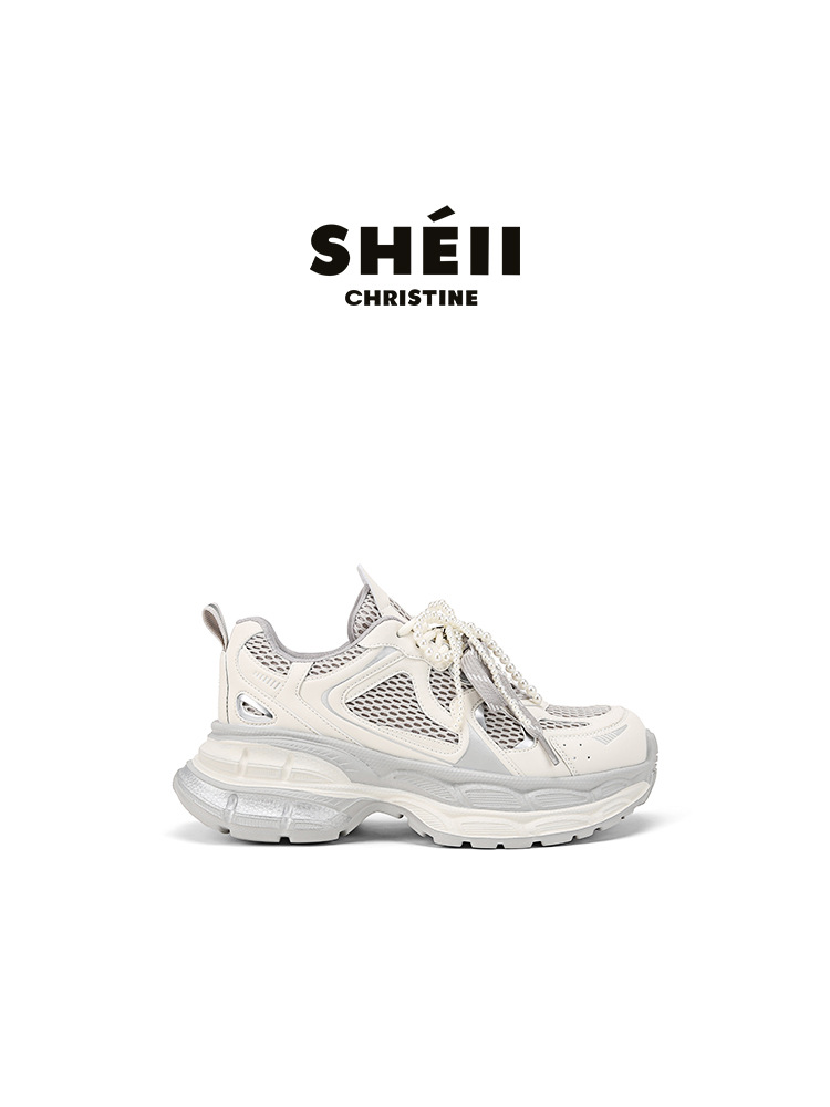 [sheii Su] longitud 75mm ~ altura de doble piso grueso aumento gris zapatos deportivos casuales zapatos para mujeres