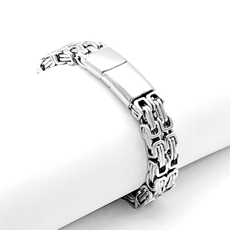 Hot Selling European and American Personalized Magnet Buckle Double Row Byzantine Bracelet Punk Bracelet Titanium Steel Imperial Chain Handmade Chain Wholesale