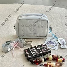 韩系简约CCD相机包日式刺绣蝴蝶化妆包收纳包彩妆包收纳杂物包男