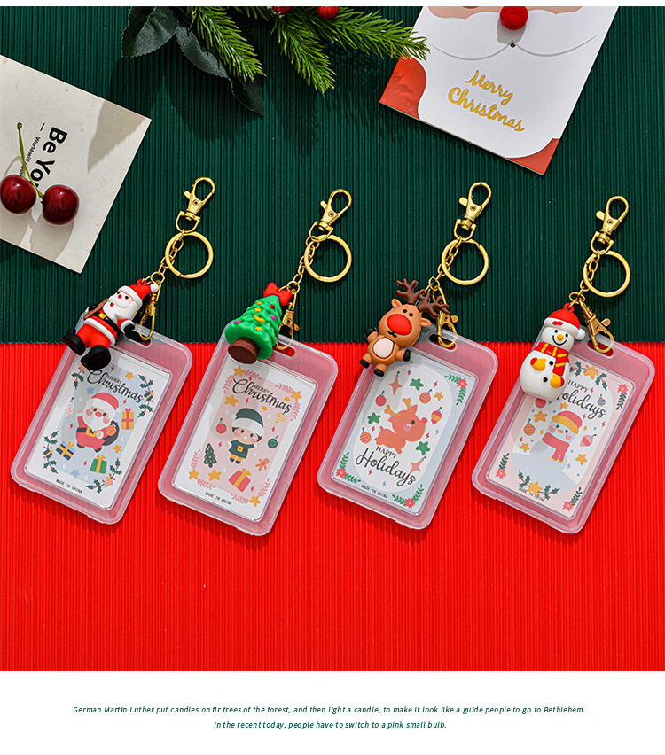 Christmas Silicone Waterproof Double-sided Transparent Cartoon Key Button Campus Card Holder display picture 3