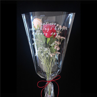 Трапезиидальная цветочная сумка Печать английская прозрачная цветочная упаковка пакет пластиковой пакет цветочный пакет несколько пакетов букет упаковочный пакет
