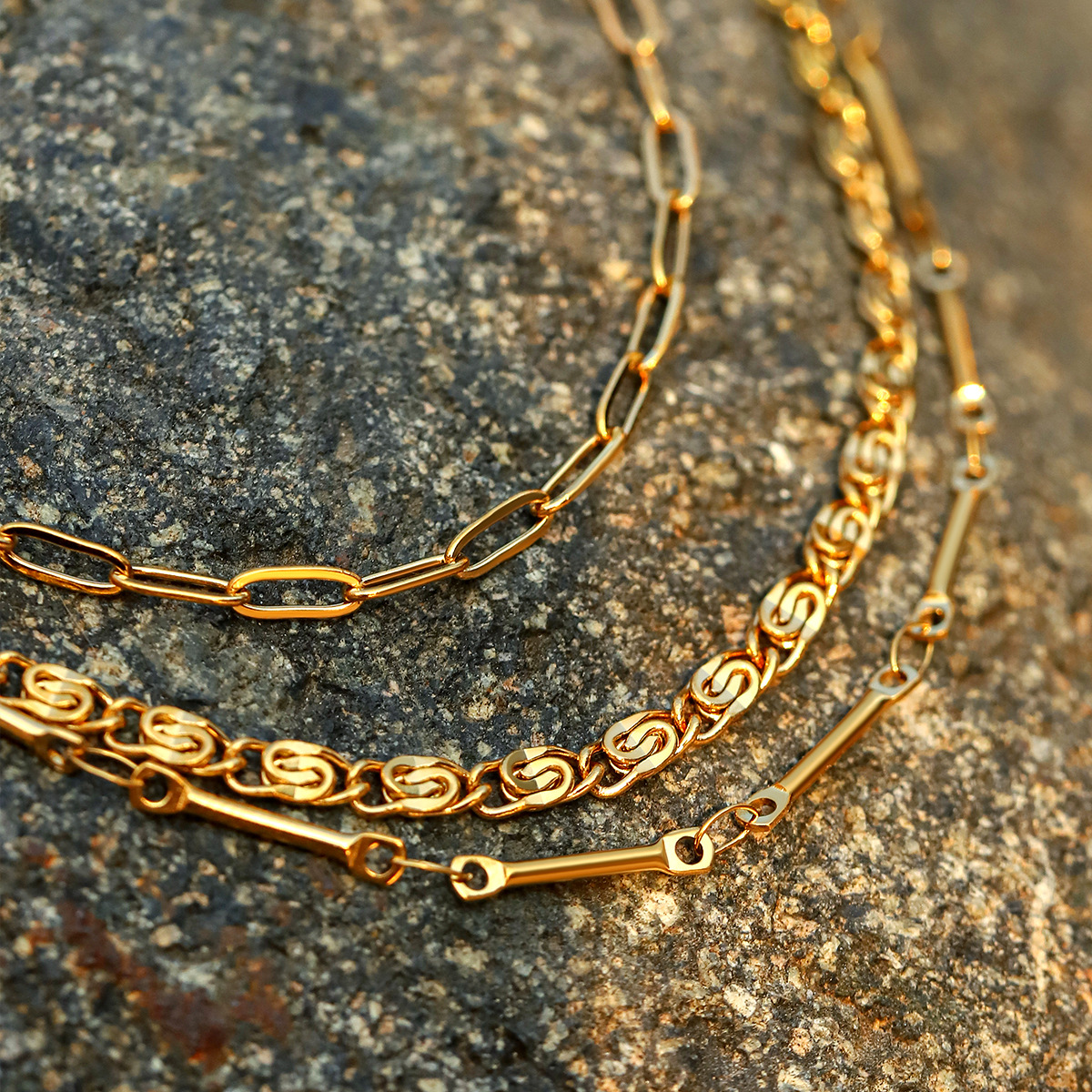 Multi-layered Stainless Steel 18k Gold Necklace For Women_voghion.com