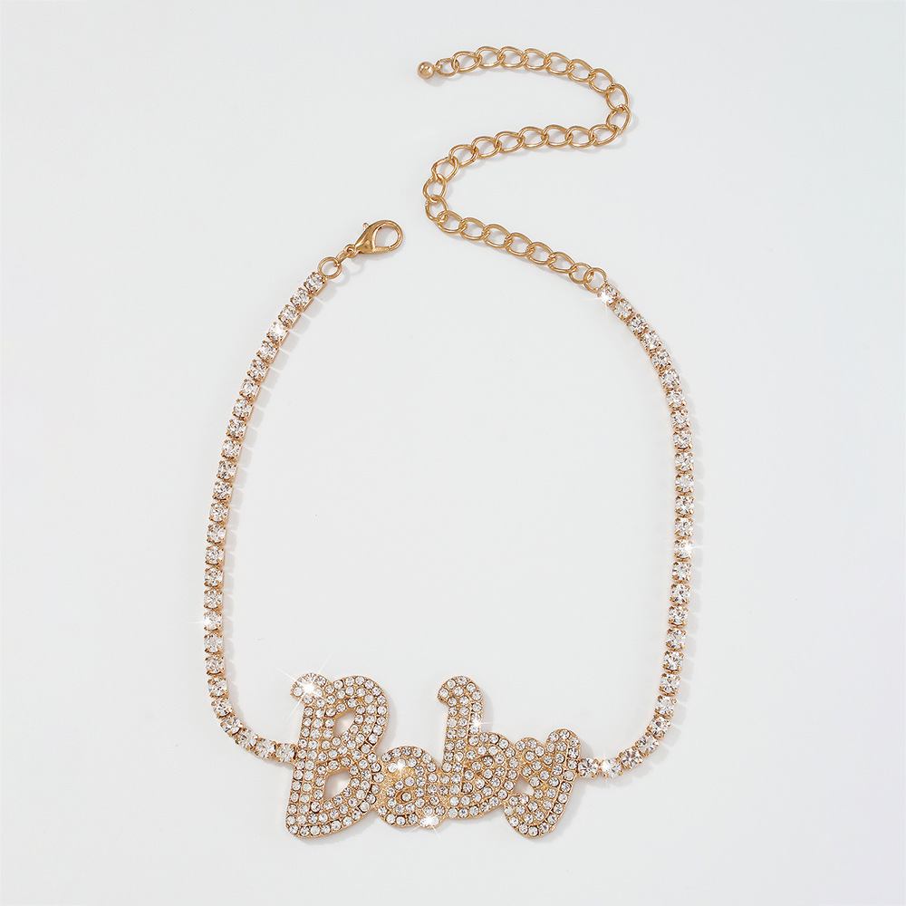 Joyería Al Por Mayor Collar Con Colgante De Baby Con Letra De Diamante Completo Nihaojewelry display picture 6